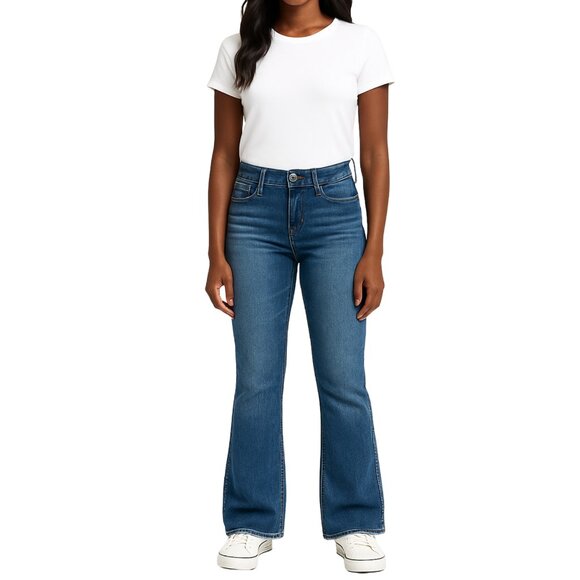 American Eagle Women’s Flare Jeans Blue Denim Stretch Mid Rise Classic Size 00 - Picture 3 of 15